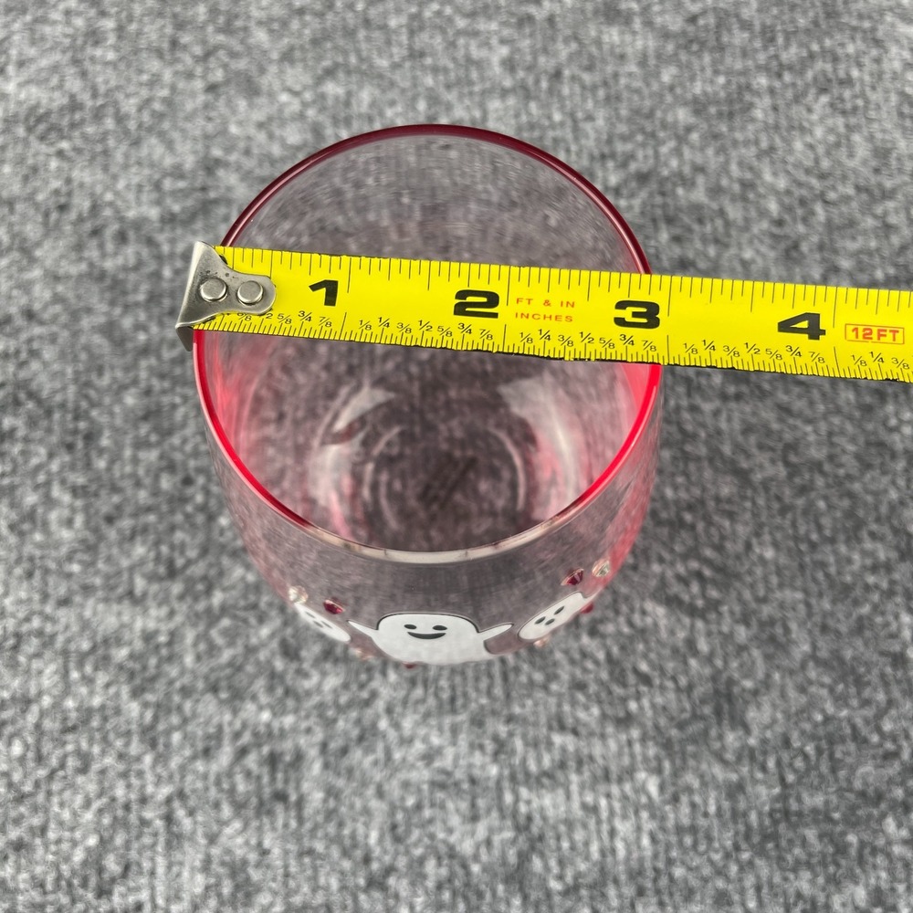 Cobwebs & Cauldrons Halloween Pink Ghost Rhinestone Stemless Wine Glass NEW - Picture 14 of 14
